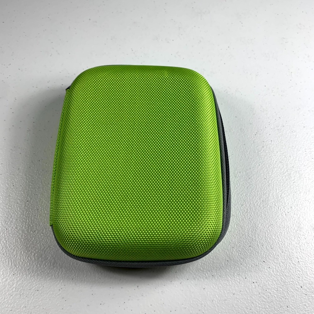 Brookstone Hard Shell Case Lime Green Zipper Travel Organizer‎ 6.5 x 5.5"